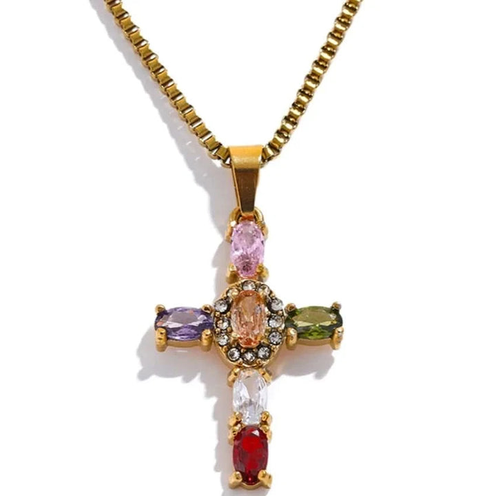 Cubic Zirconia Cross Pendant Necklace